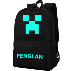 Minecraft Creeper Luminous Schoolbag Junior High School Student Elementary School Backpack Men's Backpack Large Capacity Enderman