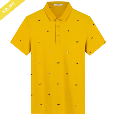 Romon Luo Meng trẻ và trung niên mỏng in POLO áo 2018 mùa hè mới ve áo giản dị ngắn tay T-Shirt nam Polo