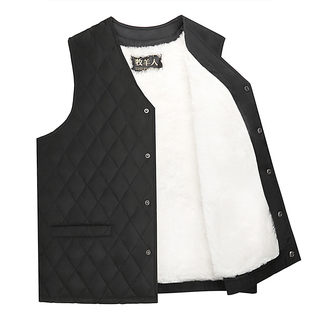 Autumn and winter wool vest men's fur one-piece leather vest vest middle-aged and elderly plus velvet thick cotton waistcoat father suit