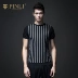 PINLI 品 立 立 2018 Mùa Hè Nam Sọc Tay Áo Slim Fit Tương Phản Ngắn Tay Áo T-Shirt Áo Len S182511234 quần áo nam Hàng dệt kim