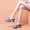 Giày cao gót đế dày nữ 2018 mới thời trang giày nữ cao gót da cao gót quai hậu đính kim sa kéo mùa hè - Dép