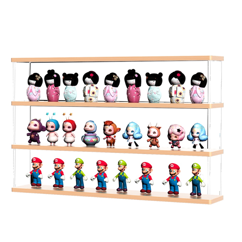 Figure storage box open door wooden lighting acrylic