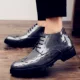 Bằng sáng chế da bóng cao-top chỉ giày Người Anh thông bánh bên trong tăng giày của nam giới dây kéo đinh tán hộp đêm giày thường