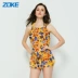 Zoke bikini ba mảnh ngực nhỏ thu thập thép tấm áo tắm nữ chia tay boxer che bụng giảm béo mùa xuân áo tắm - Bikinis Bikinis
