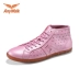 Giày cao cổ nữ AnyWalk Giày cao gót nữ mùa xuân và da đục lỗ thoáng khí - Giày cao gót giày boot nữ hàn quốc Giày cao gót