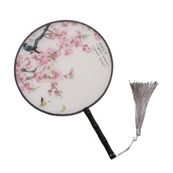 Round fan palace fan round translucent silk fan dance fan Chinese style classical women's small round fan advertising fan customization