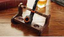 Pipe accessories pipe holder pipe rack pipe holder L-shaped three-seat solid wood pipe base