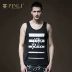 PINLI Pinli Mùa hè Sản phẩm mới Nam In mỏng Không tay cơ sở Vest Xu hướng nam B182111101 - Áo vest cotton Áo vest cotton