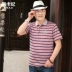 Mùa hè 2018 mới trung niên nam ngắn tay áo thun mỏng phần trung niên nam 40-50 tuổi cha áo thun áo phông nam có cổ Áo phông ngắn