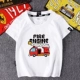 Fire Truck Boy Áo thun ngắn tay mùa hè Dress Big Boy Cotton T-shirt Little Girl Nửa tay áo Áo trẻ em - Áo thun