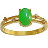 Sun green cabochon jade inlaid band ring