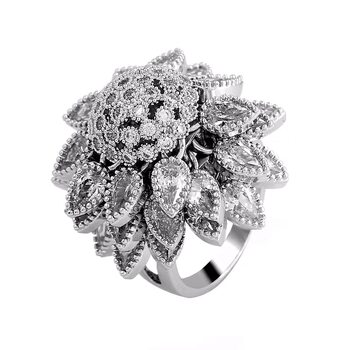High-end flower diamond personalized open personality ring