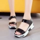 Phiên bản Hàn Quốc của giày dép hở mũi thời trang nữ 2018 hè mới Học sinh mới đi giày đế bệt đế dày Velcro hoang dã sandal nữ đế cao