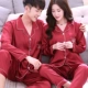2 bộ giá Bộ đồ ngủ đôi mới cưới lụa dài tay mùa thu lễ hội lớn nam đỏ lớn và phụ nữ kết hôn với băng lụa phục vụ nhà bộ cotton đẹp mặc nhà