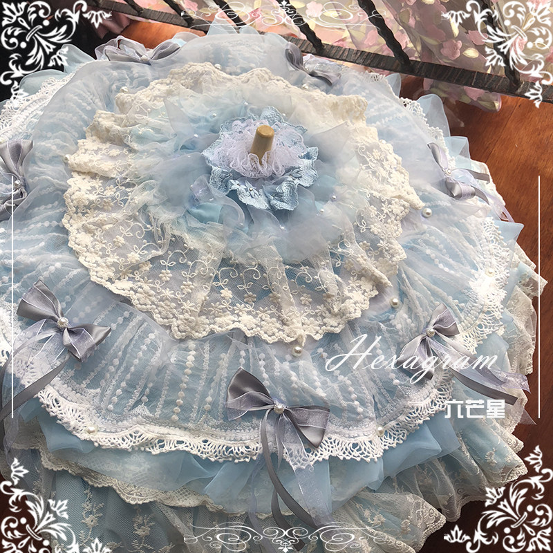 Hexagram Lolita handmade tea party lace umbrella, spring flower banquet, wedding dream, Versailles, Cythera props
