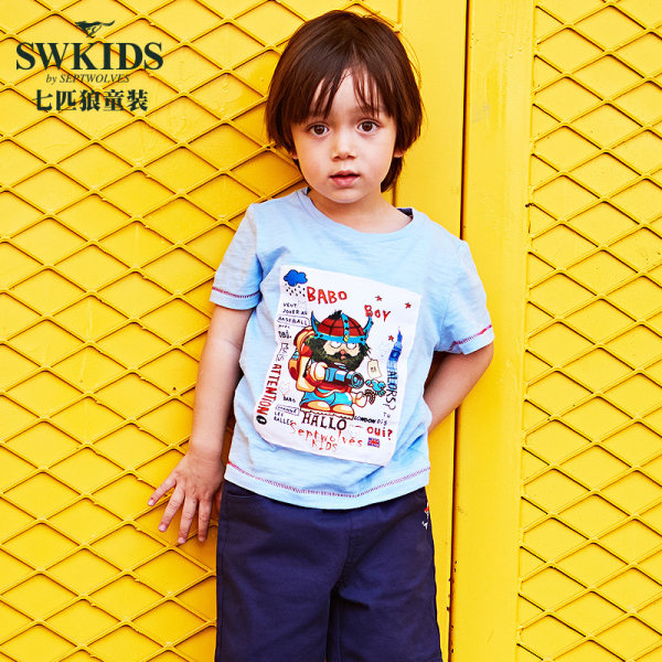 Swkids 七匹狼童装 18年夏季新款 纯棉 男童圆领短袖T恤 天猫优惠券折后¥29包邮(¥59-30)105~150码多色可选 Swkids 七匹狼童装 18年夏季新款 纯棉 男童圆领短袖T恤 天猫优惠券折后¥29包邮(¥59-30)105~150码多色可选
