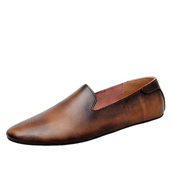 2024 ພາກຮຽນ spring ໃຫມ່ຂອງແທ້ Leather Pointed Toe ເກີບຜູ້ຊາຍບາດເຈັບແລະເກີບຫນັງຂະຫນາດນ້ອຍ Trendy Lazy Shoes ເກີບຂັບລົດແບບເກົາຫຼີ