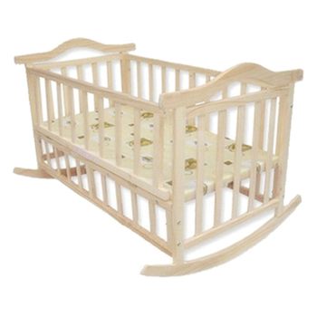 Environmentally friendly solid wood paintless baby cradle crib