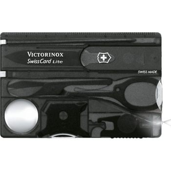 ດັ້ງເດີມ Swiss Army Knife Victorinox Card Knife 0.7333.T3 (ສີດຳໂປ່ງໃສ) ມີດມີດຫຼາຍຟັງຊັນ Swiss Knife