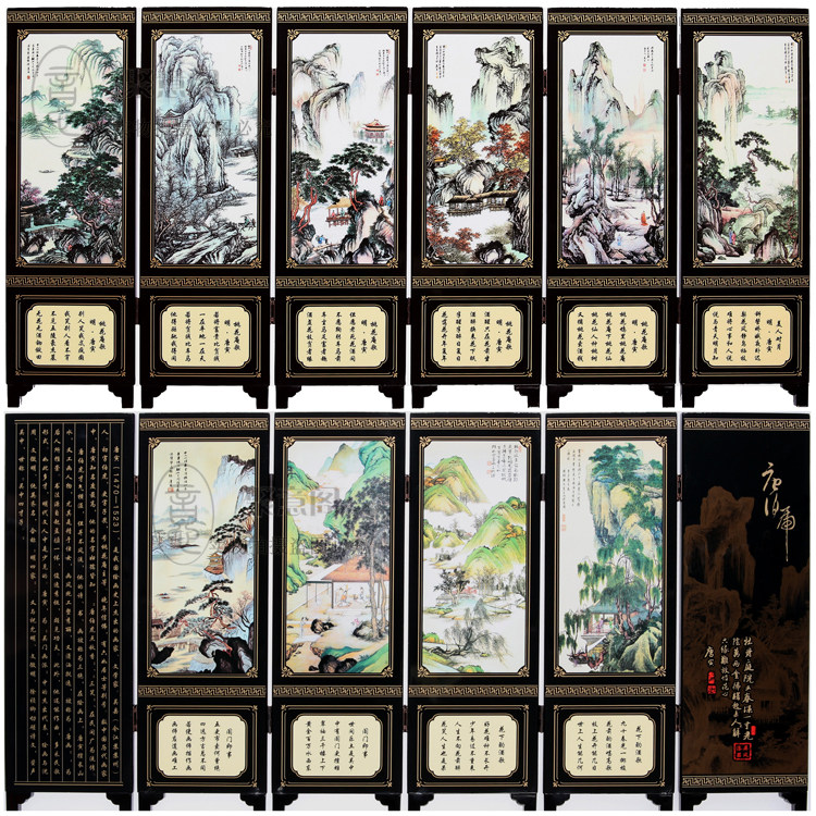 金陵十二钗漆器屏风木制摆件红楼梦主题中式装饰礼品-Taobao-Tmall