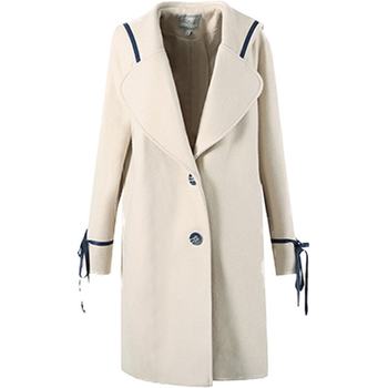 ຮູບແບບວິທະຍາໄລສີແຂງ woolen coat lace-up cape jacket ເທິງສໍາລັບແມ່ຍິງ ເຄື່ອງນຸ່ງດູໃບໄມ້ລົ່ນໃຫມ່ສໍາລັບນັກສຶກສາ