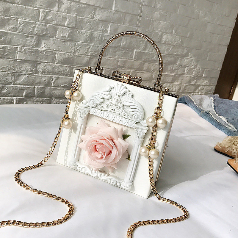New Baroque style retro angel embossed handbag/box bag/women's pearl chain trunk bag/shoulder bag