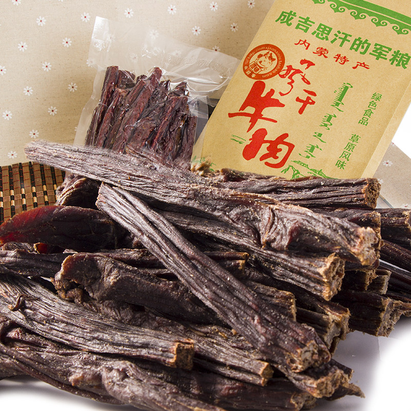 Inner Mongolia ox meat dry hand ripping air-dried beef dry ultra-dry ultra-hard 250 gr barrel loaded with canned snacks