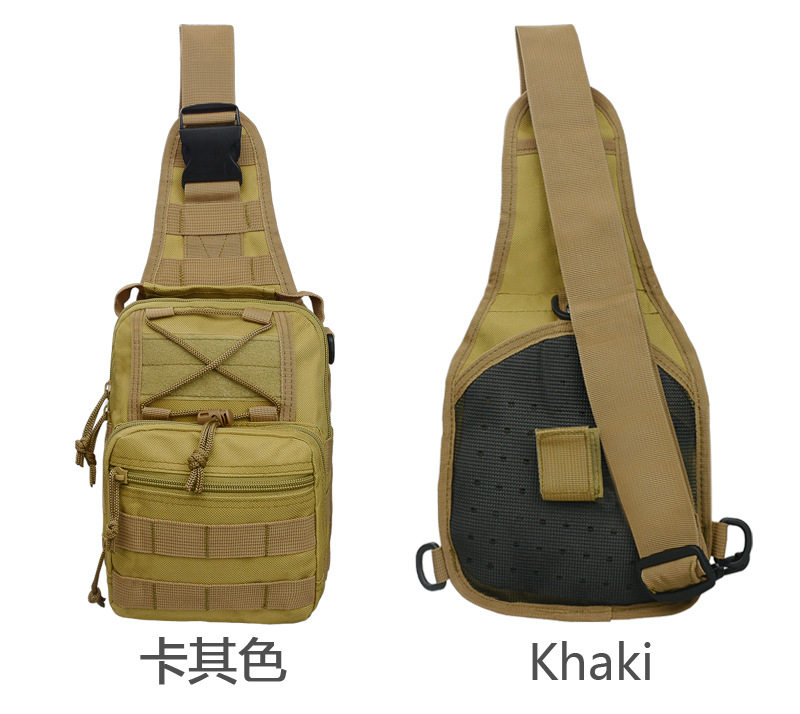Men's chest bag canvas shoulder bag Luya fishing bag shoulder bag Sports small backpack running bag multifunctional slingshot bag