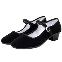 X026 Dance Exam Black Heels Ethnic Dance Shoes Jiaozhou Yangko Shoes High Heels Tibetan Women’s Folk Cloth Shoes Heels