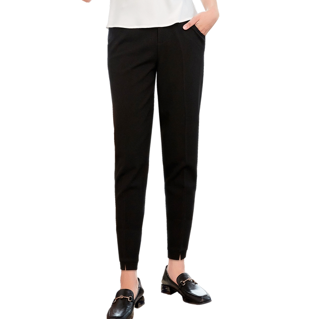 Tailor-made trousers for women, nine-point pants, black 2025 spring new style, straight high-waisted slim casual pants for small people