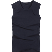 Бессонная футболка мужская спортивная фитнес туго подходит с широкими плечевые рукава нижняя эластик внутри в жилете из чистого хлопка