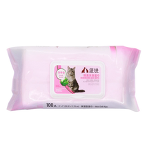 Parry Pet Wipes Cat Special Wet Wipes Deodorizing Alcohol-Free Decontamination Pet Wet Wipes Thickened Size 100 Pieces