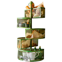 Juhan iron art multi-functional rotating storage rack floor-standing multi-layer flower rack storage storage rack organizer box artifact