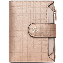 Goldlion Wallet Womens Short Genuine Leather Womens Money Clip 2024 New Wallet Fashion Tri-fold Card Holder Small Coin Purse