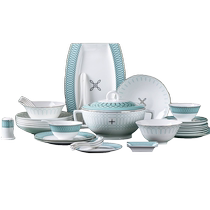 Nordic light luxury exquisite bone china dish combination set household luxury small fresh complete set of ceramic tableware gift box