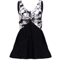 BE Fan Dean Fashion Series One-piece Swimsuit Womens Skirt Print Fashion Large Size Fat Girl Covers Meat and Looks Slim