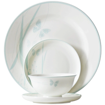 Huaguang National Porcelain Bone China Tableware Single Product Healthy Glazed Color Household Chinese Bone China Bowls and Plates Morandi