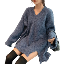 Sweater Womens 2020 New Design Western Style Retro Sweater for Fall Lazy Style V-neck Loose Top