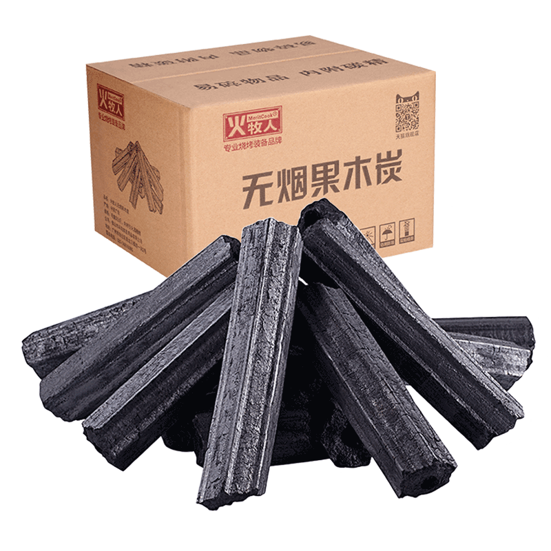 火牧人烧烤碳无烟果木炭家用户外烤炉专用炭烤火取暖易燃机制碳块