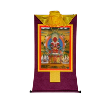 藏村 常寿三尊挂件唐卡 家用用品常寿佛画像西藏镀金画心挂画小号