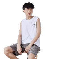 The Tang Lion 2021 Xias new vest mens pure cotton round collar sleeveless T-shirt student Han version loose round collar outside wearing a kampo