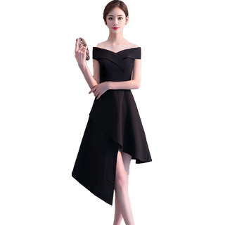 小礼服裙2025新款高贵黑色中长款生日宴会晚礼服连衣裙女气质名媛