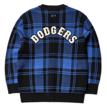 MLB official mens and womens couple knitted sweater plaid wool cardigan jacket KT002