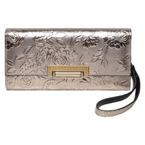 2024 New Genuine Leather Long Hand Wallet Womens Golden Ethnic Style Embossed Cowhide Wallet Large Capacity for Mobile Phones