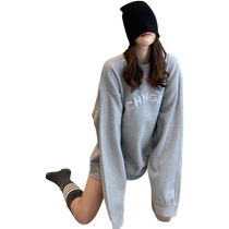 2021 new early autumn high-end sweatshirt loose gray lazy bf super popular style super good-looking top for women ins