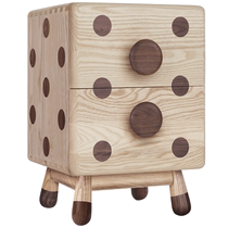 Children in childrens nightstand Chest Wave Dot Striped Containing Cabinet White Wax Wood Black Walnuts Full Solid Wood Creative Childrens House