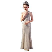 Fishtail Girl Walking Show Show Evening Gown Princess Plans High-end Light Extravagant Kids