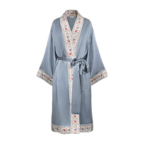 Soroseta heavyweight silk nightgown womens dressing gown mulberry silk bathrobe silk outer wear national style high-end spring and summer