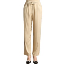 Light luxury and versatile silk trousers for women 2024 spring and summer new mothers wear mulberry silk straight pants elastic waist silk pants