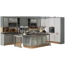 Oppein integrated cabinet kitchen cabinet custom-made new Chinese style Lanfu prepaid kitchen decoration open quartz stone countertop